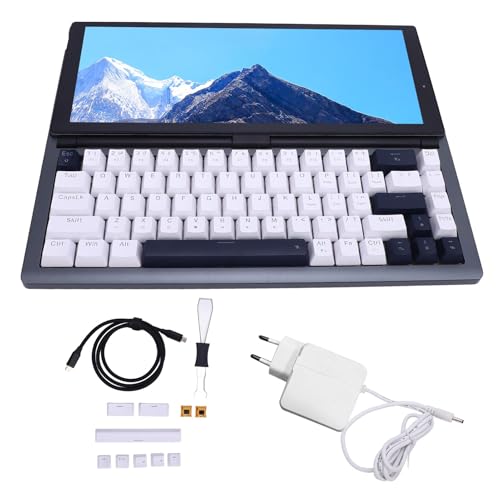 TIKATARER Clavier Mécanique avec écran Tactile de 12,3 Pouces, 20 éclairages, 68 Touches RVB USB, Clavier Mécanique de Jeu Portable avec 2 Haut-parleurs Magnétiques à Gamme (Prise UE)