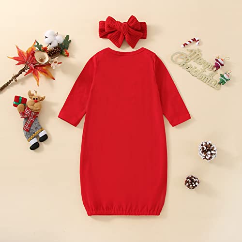 Infant Newborn Baby Girls Christmas Sleep Gown Headband Sleepwear Romper Sleeping Bags Outfits (Christmas&Letter, 0-3 Months) #TOP1