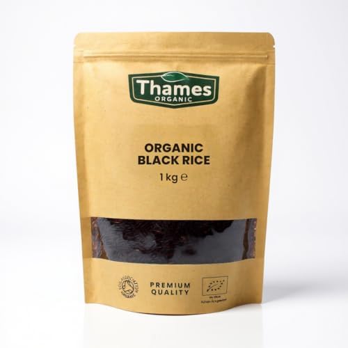 Organic Black Rice 1kg - No Additives No Preservatives Raw Vegan High Protein GMO-Free - A Nutritious and Delicious Addition to Any Meal - Thames Organic
