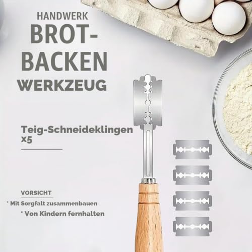 Foto von Jeensley Gärkörbchen Sauerteig Starter Set Brot Back mit Stoffauskleidung 23cm runder Gärkorb mit Teigschaber, Teigschneider, Einlage und Zubehör, Handgefertigtes hochwertiges Rattan von Indonesien