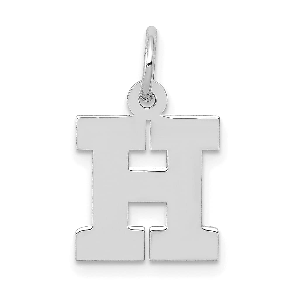 14k White Gold Small Block Letter H Initial Monogram Name Charm Necklace Pendant Fine Jewelry For Women Gifts For Her