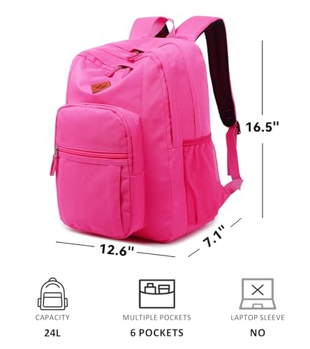 Image of abshoo Girls Solid Color Backpack For College Women Water Resistant School Bag (HotPink)