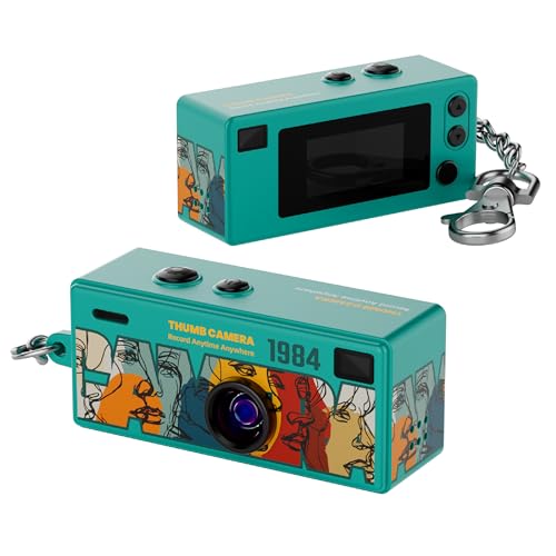 Mini Keychain Digital Camera, 1080P HD Video Recorder, Mirco Thumb Camera, Digicam,Video Recording,Bag Charm for Vlog Kids Adult Students (Turquoise)
