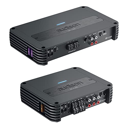 Audison SR Series SR 1.500 1000W Mono Amplifier and a SR 4.300 4 Ch 85Wx4 Amplifier with Built-in Crossovers