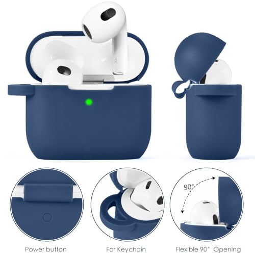 Image of VISOOM Case for Airpods 3 Pink Airpods 3rd Cases 2021 Silicone for iPod 3 Earbuds Case Cover Women Wireless Charging Case with Accessories Girl Bling Keychain for Apple Ear Buds 3rd Generation