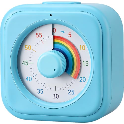 Rainbow Visual Timer for Kids 60 Minute Silent Countdown Clock with Color Disk Time Management Tool for ADHD Classroom Kitchen Office Study Pomodoro