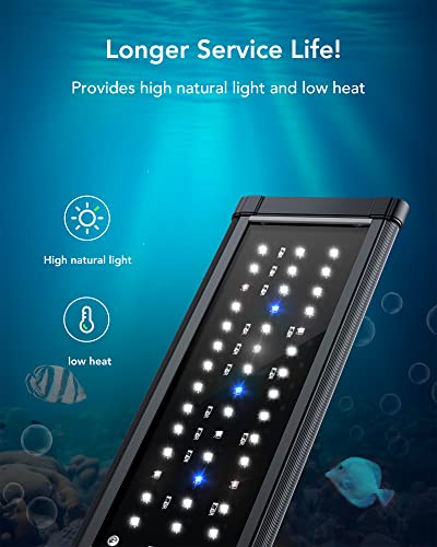 Tccbac Led Aquarium Light, Fish Tank Light With Extendable Brackets, Full Spectrum, White And Blue Leds For Aquatic Reef Coral Plants And Freshwater Fish Tank-(11-19Inch) #TOP1