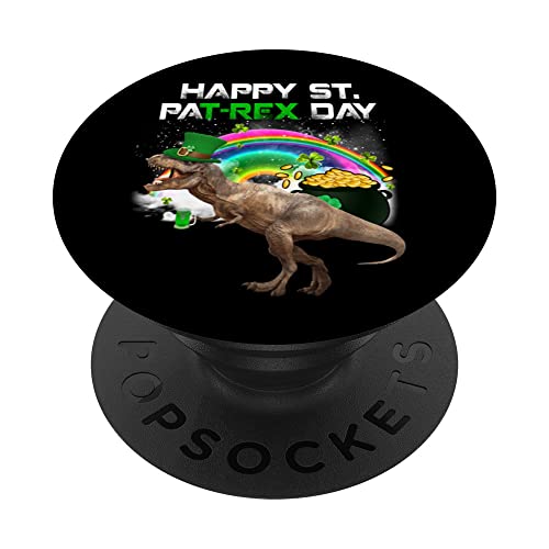 Happy St Pat T-rex Day Funny Dinosaur St Patricks Day PopSockets PopGrip Intercambiable
