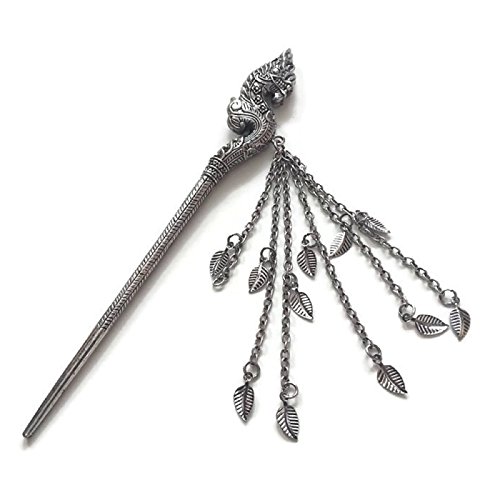 Hot! Silver Color King Of Nagas Handmade Hair Barrettes / Great Naga Hair Pin Vintage/Antique/Native/Ancient Lanna (Northern Thailand) #TOP1