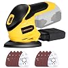 Cordless Detail Sander Compatible with DeWalt 20V Max Battery (Tool Only), 12,000 OPM, 10Pcs Sandpapers, Dust Bag for Woodworking, Tight Spaces Sanding, Polishing, Removing Paint (No Battery)