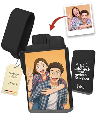 Meinearmbänder Personalisiertes Feuerzeug mit Comicbild und Graviertem Text – Einzigartiges Geschenk für Männer und Frauen – Ideal für...