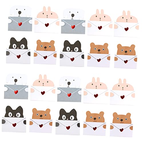 EXCEART 20Pcs Cartão Comemorativo Animal Memorando Escreva Uma Carta Mini Memorando Infantil
