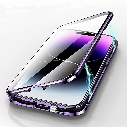 Coque magnétique iPhone 14 Plus intégrale rouge avec verre double face et verrou de sécurité
