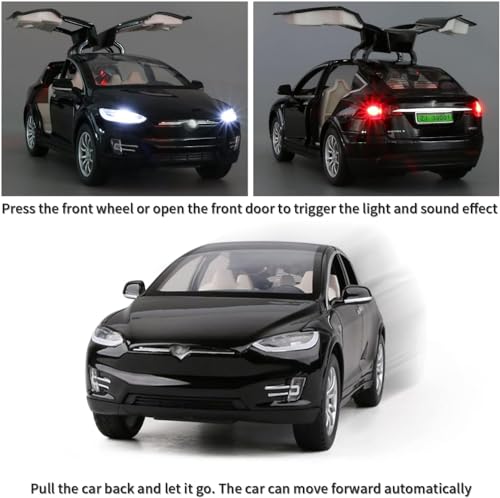 Image of SPITEN Tesla X Model 1:32 Scale Exclusive Alloy Metal Pull Back Die-cast Car Scale Model with Sound Light Mini Auto Toy for Kids Metal Model Toy Car with Sound and Light(Multicolour)