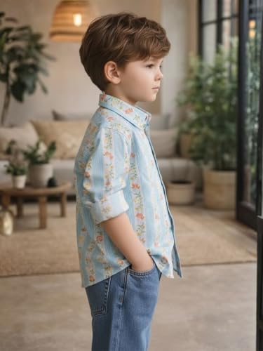 Image of superminis Boy's Cotton Regular Fit, Half Sleeves, Collared Neck, Printed Shirts for Casual Wear