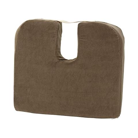 Tush Cush Seat Cushion - Small Home Office Car Compu Computer Ergonomic Orthopedic Chair Cushion - Tan Velour Fabric Cover