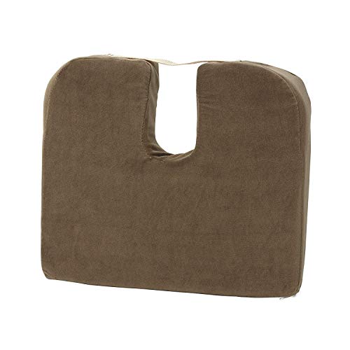 Tush Cush Seat Cushion - Small Home Office Car Compu Computer Ergonomic Orthopedic Chair Cushion - Tan Velour Fabric
