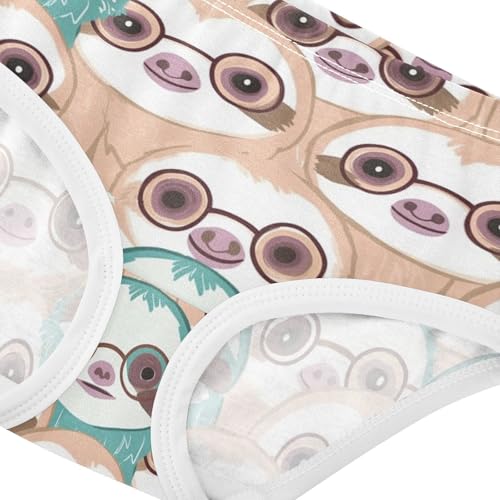 Sloths Wearing Glasses Girls' Underwear Cotton Cute Girls Briefs Soft Toddler Underwear 2T4