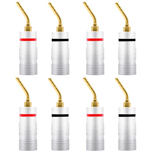 YARCHONN Banana Pin Plugs Speaker Connectors, 2mm Banana Pin Type Connectors Gold Plated Solderless Terminals for Amplifier Speaker Wire Cable Sound System Home Audio -8pcs