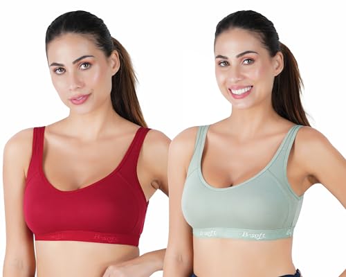 Image of (MSB-204 Premium Seamless Non-Padded Wire Free Slip On Sports Bra Low Impact Workout & Activewear Sports Bra for Women