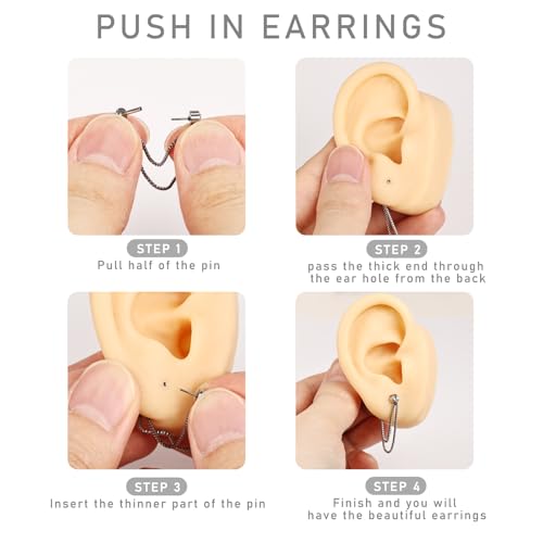 AoedeJ 2 Pairs Stud Earrings for Cartilage - Threadless Flat Back Earrings for Women3