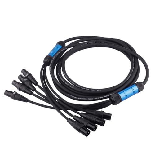 Bnnlqpsttg Snake 4 12 canales XLR, cable macho de 3 pines a 3 pines, extensión de audio profesional multimedia para escena, cable de extensión de 3 metros.