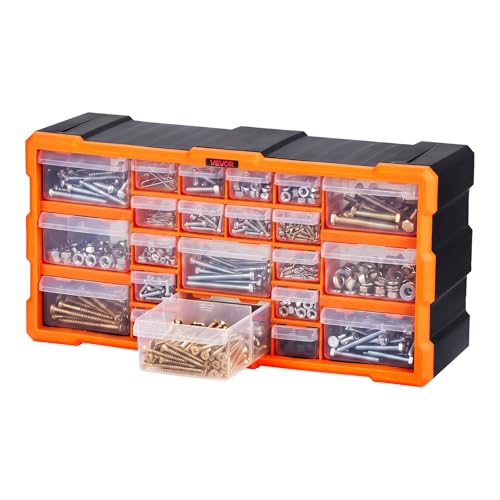 Image of VEVOR 22-Drawer Storage Organizer, Plastic, Drawer Storage Cabinet for Garage Organization, Stackable Small Parts Organizer, Wall-Mounted Toolbox, for Hardware, Beads, Screws, Crafts, Building Bricks