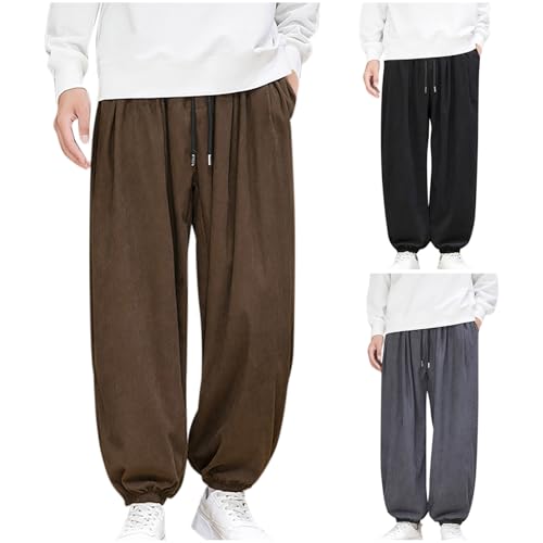Cambkatl Men's Baggy Corduroy Jogger Pants, Casual Elastic Waist Loose Vintage Outdoor Cargo Pants with Pockets2
