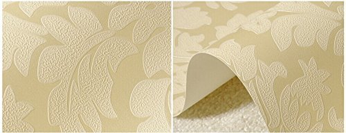 Qihang European Vintage Damask Wall Paper Pvc Embossed Textured Wallpaper Roll Home Decoration Beige Color #TOP6
