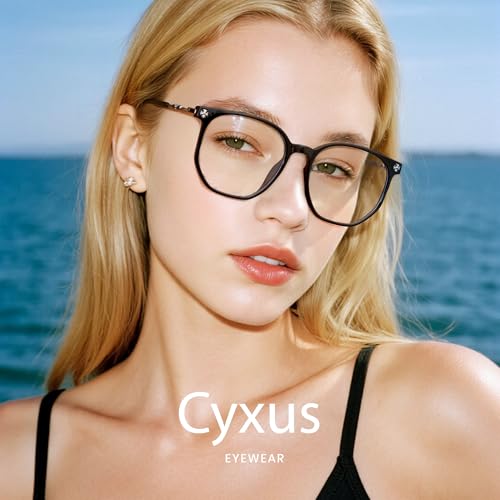 Image of Cyxus Retro Blue Light Glasses Men - Square TR90 Metal Blowline Frame Stylish Trendy for Computer Daily Work 8252