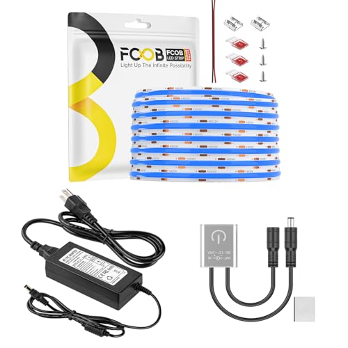 Tira LED COB Azul 16.4FT 480 LEDs/m con Control y Fuente miniatura 1
