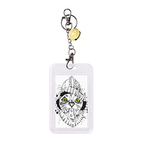 Pull blanc de protection tête de chat pour les sorties en ville avec badge