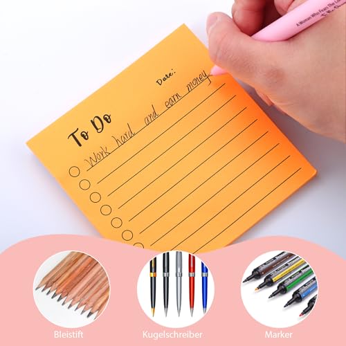 9 Blöcken To Do Liste Linierte, 450 Blätter Haftnotizen Sticky Notes Klebende Notizzettel Karteikarten für Notizen Erinnerungen Markierung (10 x 10cm)