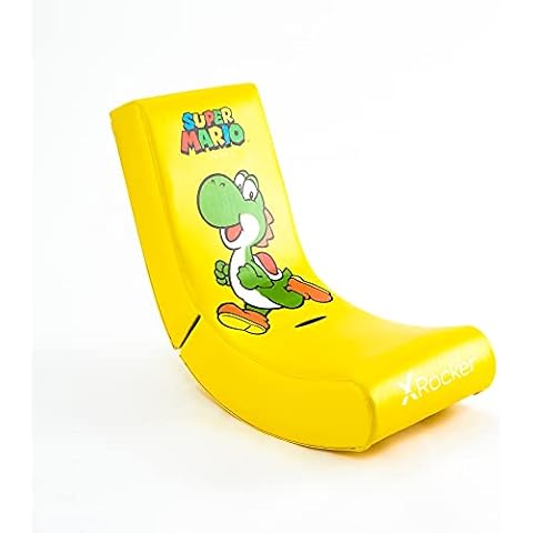 X-Rocker Officially Licensed Nintendo Super Mario Bros Video Rocker Gaming Chair for Juniors, Folding Rocking Seat- JOY Collection (Yellow, Yoshi) Cover