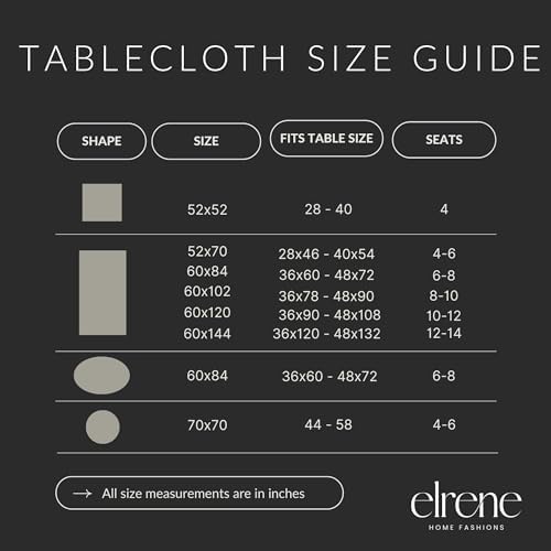 Elrene Damask Tablecloth, Polyester, Taupe, 60" X 84" Oval