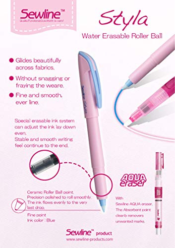 Premium Quality Sewline Styla Fabric Marker Water Erasable Ink Super Smooth Ceramic Point Designed for Fine Fabrics Quilting Notion