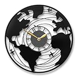 IndieClock World Map Clock - Changing Travel Wall Decor - Unique Globe Clock for Travel Enthusiasts for Explorers, Black