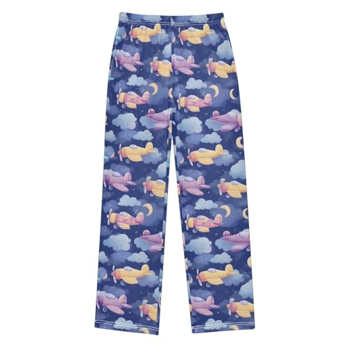 Pajama Pants Lounge Sleep PJ Bottoms Sleepwear Elastic Waist Drawstring S Dreamliner Aircraft