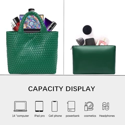 Image of JINMANXUE Fashion Woven Bag Shopper Bag Travel Handbags and Purses Women Tote Bag Large Capacity Shoulder Bags