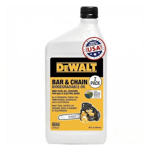 Image of DEWALT - Biodegradable Bar & Chain Oil - Green, Eco-Friendly, Non-Toxic Professional Bar & Chainsaw Lubricant (32 oz (Case of 2))