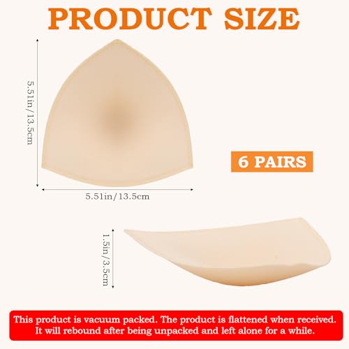 Bra Pads Inserts 6 Pairs Triangle Thin Bra Insert for Women, Bra Pads Inserts, Removable Sports Bra Cup, Bra Inserts Enhancers for Girls, Breathable Push Up Breast Bra Insert Pads Sponge for Bikini2