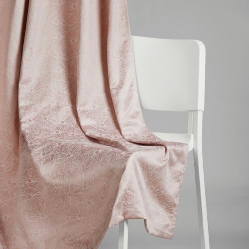 Image of haus & kinder Jacquard Window Curtains 5 Feet Long Pack of 2 Window Curtains, 5 Feet Curtains for Window (Blush Daisy, Blush Abstract Geometric Design 130x152 CM)