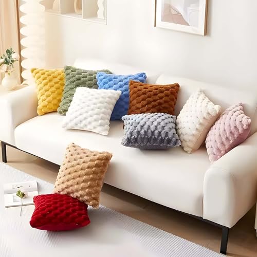 Housse de coussin 45x45 peluche bleu sarcelle deco canapé lit salon - 8