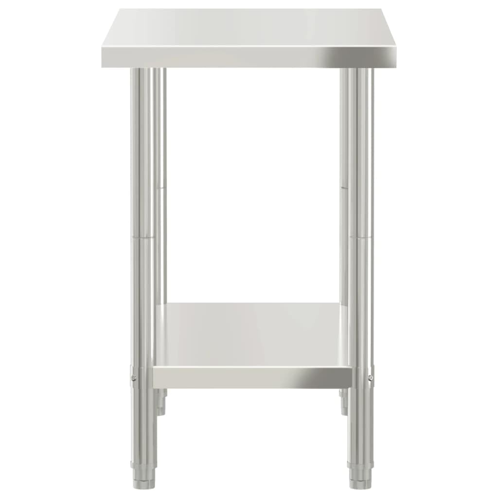 vidaXL Mesa de Trabajo de Cocina, Banco de Preparación de Alimentos, Encimera de Catering, Mesa para Restaurante Escuela, Acero Inoxidable