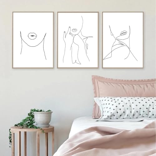 Lèvres féminines et mains en ligne continue pour exprimer la poésie de votre intérieur