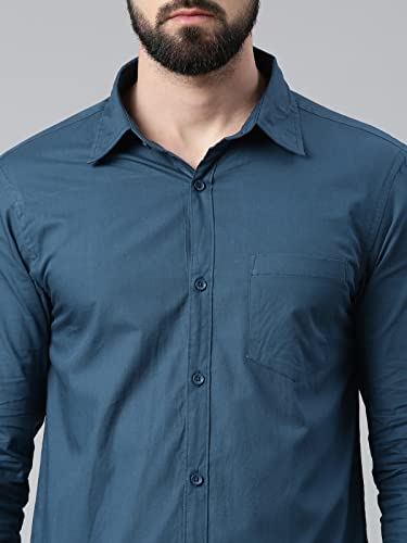 Image of THE SOUL PATROL Men's Casual Regular Fit Full Sleeve Premium Cotton Button-Down Shirt with Single Patch Pocket - Stylish, Classic, Comfortable, and Elegant for Everyday Wear