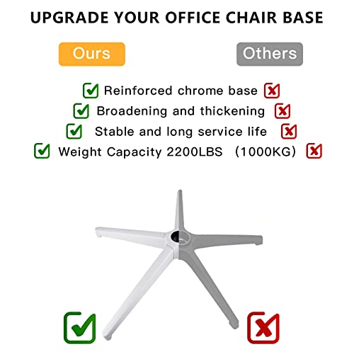 Omyoffice Office Chair Base Replacement Parts -Heavy Duty Reinforced Sturdy Metal Leg Desk Chair Base Replacement (2200Lbs),Universal Gas Cylinder And Caster Sockets 28" White #TOP1