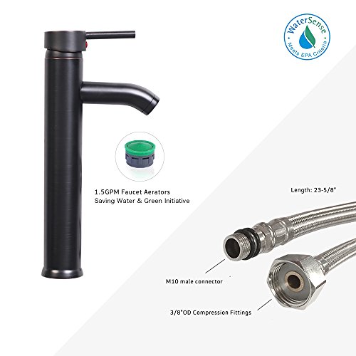 U-Eway 16.5" Artistic Tempered Glass Vessel Sink And Faucet Combo 1.5 Gpm Countertop Sink Oil Rubbed Bronze Drain, Includes Mounting Ring 09 #TOP6