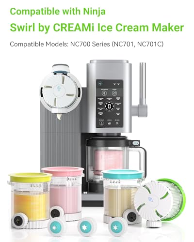 Image of 4 Pack for Ninja Creami Swirl Pints and Lids Compatible with Ninja NC700 Series, NC701, NC701C, Creami Containers for Swirl Ice Cream & Soft Serve Makers, BPA-Free, Dishwasher Safe, colorful