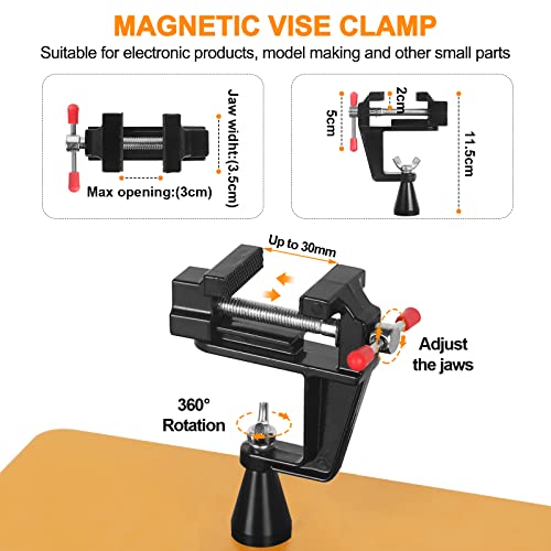 Image of Magnetic Helping Hands Soldering Third Hand with 3X & 6X LED Magnifying Lamp, Hot Air Gun Holder,12V Solder Fume Extractor, Extra Large & Heavy Duty Base, Four Arms Solder Station for Soldering PCB